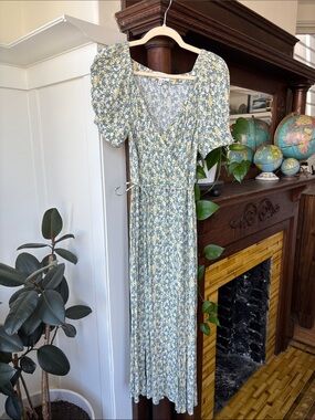 & Other Stories Green and Yellow Floral Maxi Dress